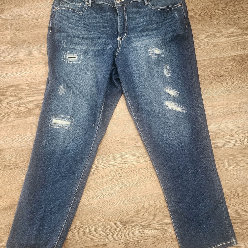 Faded Glory Women's Distressed Blue Boyfriend Jeans